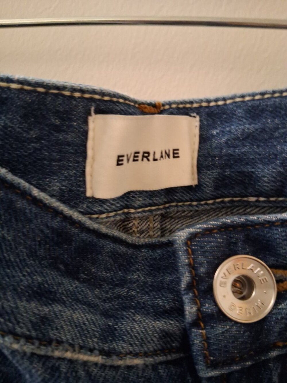Everlane Paneled Ultra Wide Leg Jeans Indigo Blue High Rise SZ 32R - Picture 7 of 10